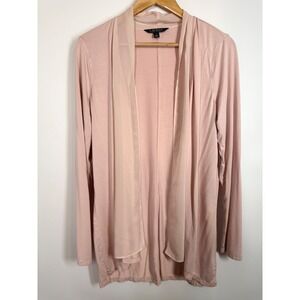 LRL Ralph Lauren Women's Pink Drape Cardigan Top Sheer Panel Size M Lightweight